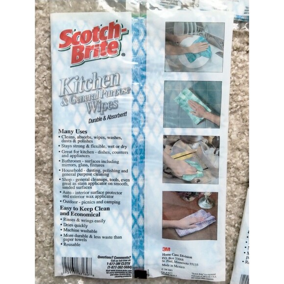 3M Scotch Brite Kitchen & General Purpose Wipes -Durable Absorbent  Lot of 4 - Picture 4 of 9
